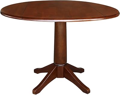 International Concepts 42 in. Round Dual Drop Leaf Pedestal Espresso Dining Table