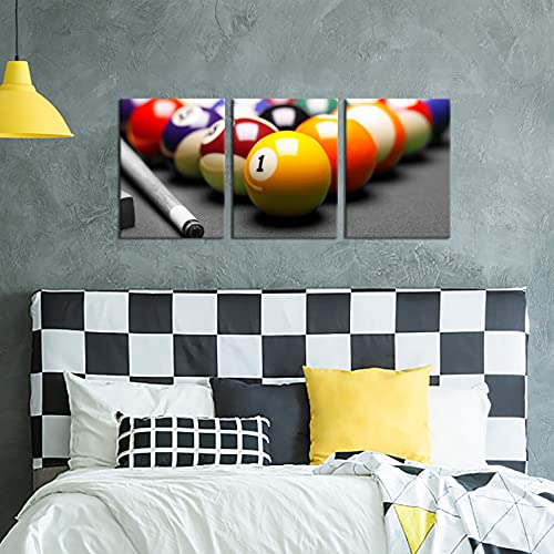 Apicoture Billiards Picture Canvas Wall Art Billiards Pool Hall Poster Pool Table Pictures Pool Room Wall Decor Ready to Hang 12"x16"x3 Pieces - Image 4