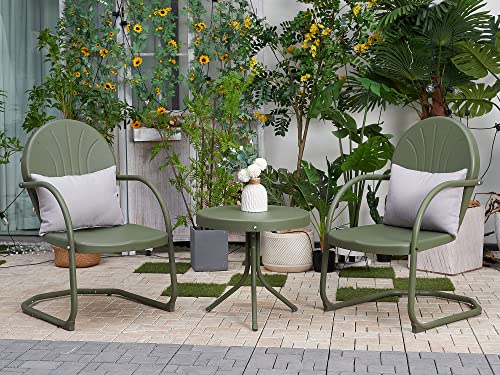 Purple Leaf Outdoor Metal Patio Chairs Bistro Set Of 2 Spring Chairs With Dining Table Set Weather Resistant Retro Patio Furniture, Green #TOP8