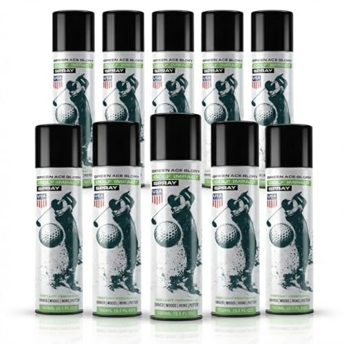 Green Ace Glory Golf Impact Spray | Fast Drying Golf Club Spray & Strike Marker - Instantly See Your Pattern to Fix Your Swing - Wipes Clean - Safe for Simulators & All Clubs (10 Pack)