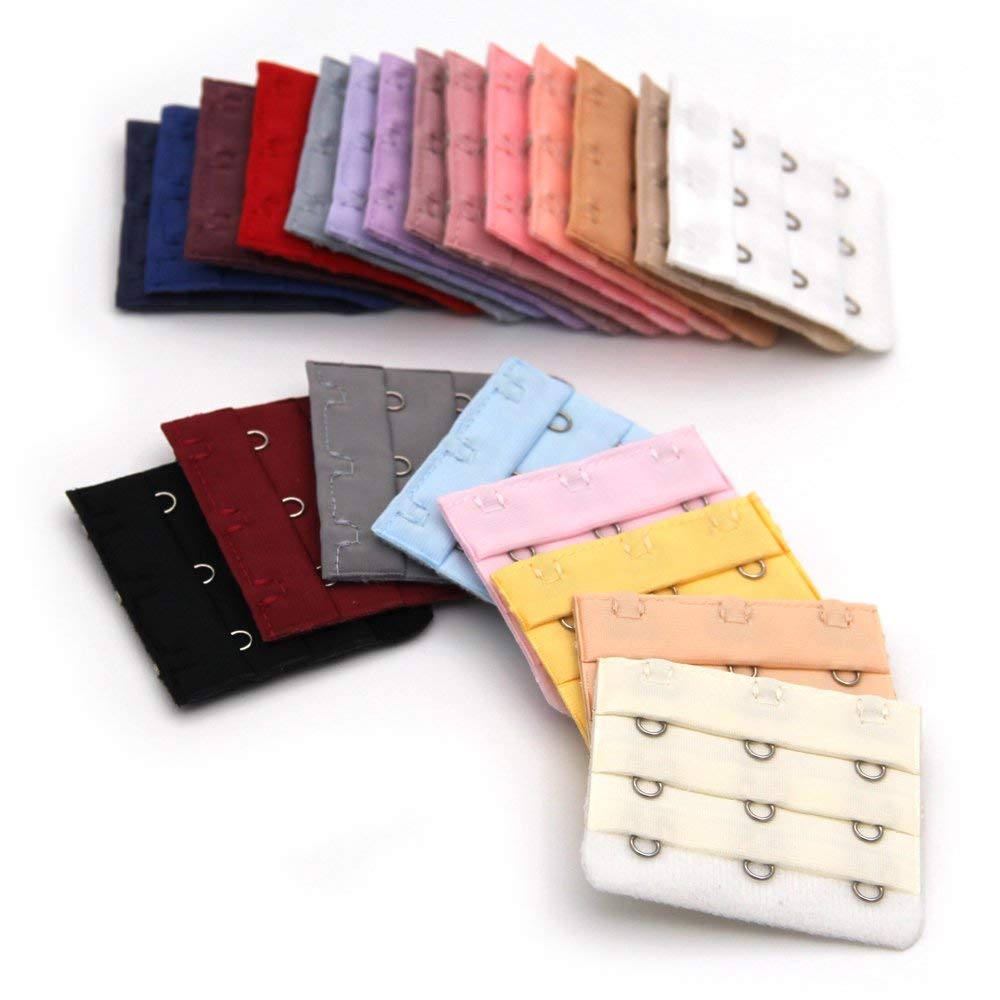 KLOUD City 22 pcs Assorted Colors Women 3-Hook 3 Rows Spacing Bra Extender Strap