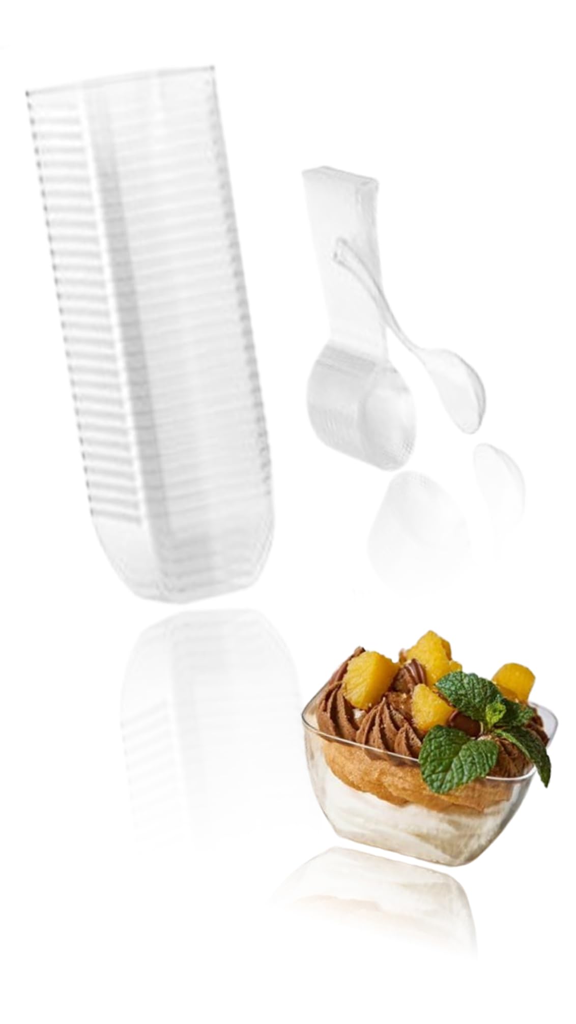 – 30 Pack Clear Plastic Mini Dessert Cups with Spoons Perfect for Parties Weddings and Restaurants Reusable Pudding Appetizer Serving Bowls for Halloween and More