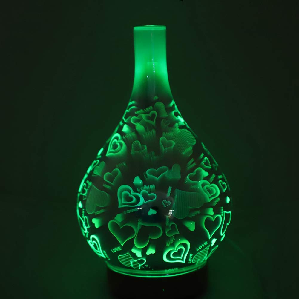 Diffusore e umidificatore di oli essenziali per aromaterapia ad ultrasuoni da 100 ml con luce notturna a LED per camera da letto
