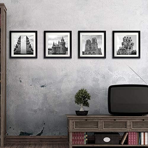 10X10 Black Picture Frames Square Classic Natural Wood 4 Pack For Wall Mounting And Tabletop Display #TOP6