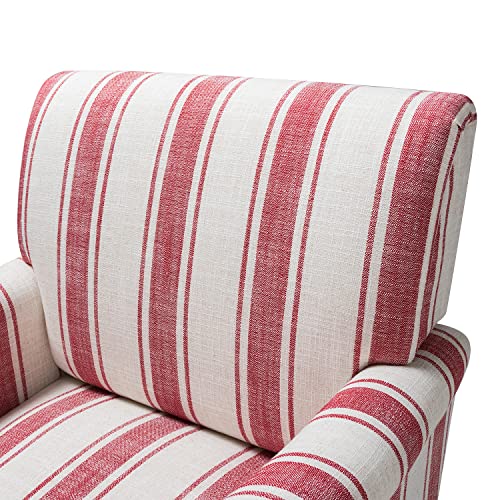 Hulala Home Modern Accent Chair With Arms And Wooden Legs, Comfy Upholstered Armchair For Living Room, Bedroom (Stripe Pattern, Red) #TOP6