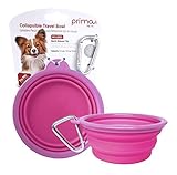 SALE: Prima Pet Expandable/ Collapsible Silicone Food & Water Travel Bowl with Clip for Small & Medium Dog and Cat, Size: 1.5 Cups (5.1 Inch Diameter Bowl) (PINK)