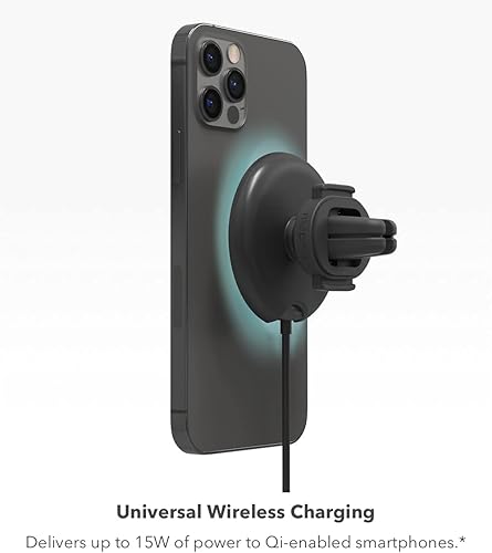 Miniatura 4 de Mophie Snap+ Cargador universal inalámbrico de montaje en ventilación, carga de 15 W, posicionamiento magnético para una colocación precisa,