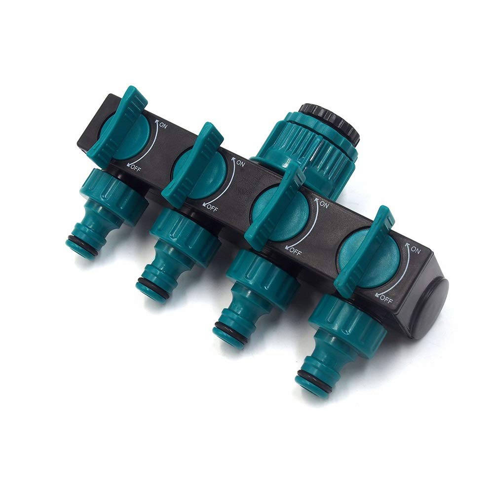 4 maneras Divisor de agua del grifo de jardín Conector de tubería de agua de riego de jardín Divisores de manguera Accesorios Aspersores Conector de agua de jardín de derivación de grifo de t