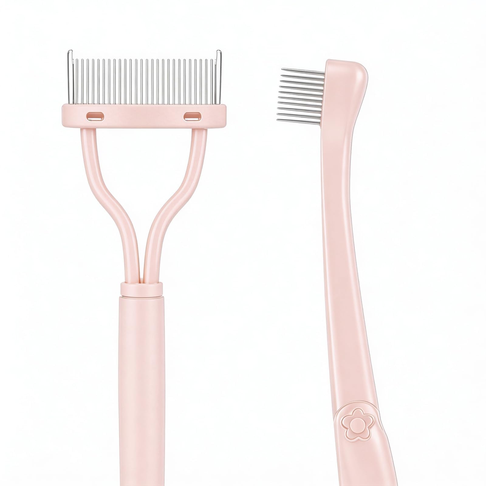 2-Piece Eyelash Separator Set, Pink Eyelash Comb and Straight Handle Mascara Brush for Removing Clumps, Lash Comb Beauty Tool for Women-image-48