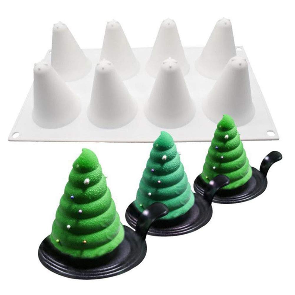 Dubens White Christmas Tree Cake Decorating Mould 3D Silicone Moulds For Baking Brownie Mousse Making Dessert Pan Chocolate Tools