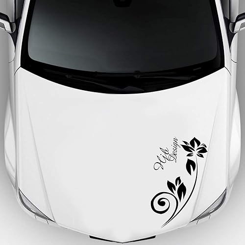 Miniatura 7 de Adhesivos universales de ambos lados para automóvil, diseño de mariposa, flores, vides, calcomanías para el cuerpo, calcomanía para capucha (negro)