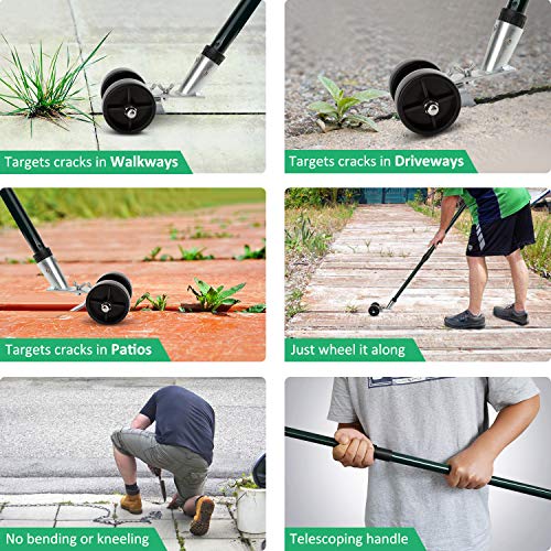 Kinaba Weed Grabber Remover Garden Tools for Driveway Patio Sidewalk, Crack and Crevice Weeding Tool and Broom