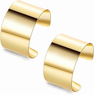 2 Pcs Gold Cuff Bangle Bracelet Set for Women Irregular Minimalist Statement Bangle Bracelets Wide Open Chunky Wire Bracelets Wrist Cuff Adjustable Hammered Bracelet