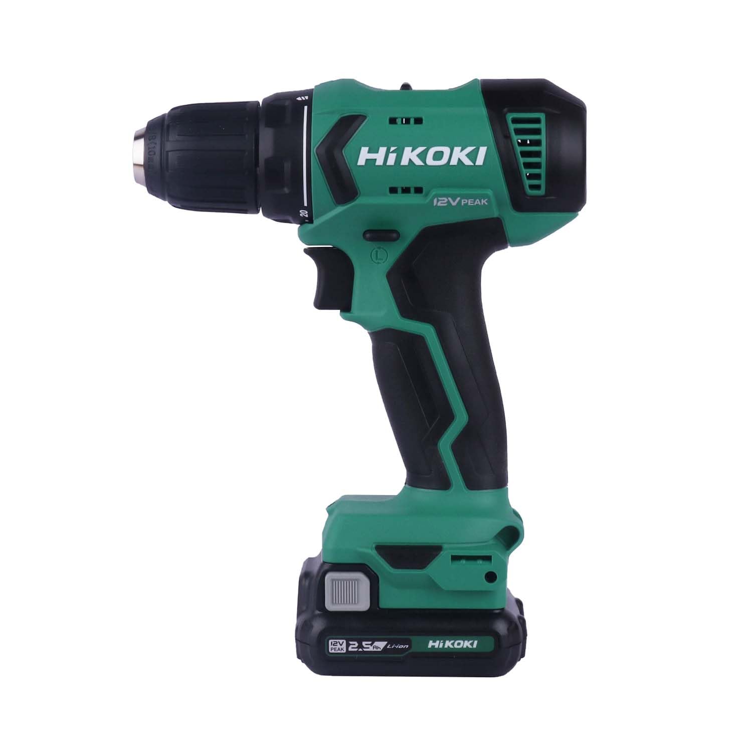 HIKOKI Ds12Dasfz- Cordless Driver Drill, 12V Peak With 10Mm Drill Chuck, 1400 Rpm And 38 Nm Tightening Torque, 6Mm Hex Bit Shank, 1.2 Kg, 2 Batteries, Charger & Carry Case Included, Multicolor