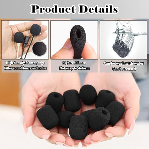 Image of 10Pcs Microphone Mini Covers Foam, Lapel Headset Microphone Windscreen Sponge Foam Microphone Windscreen for Variety of Headset Microphone Noise Reduction