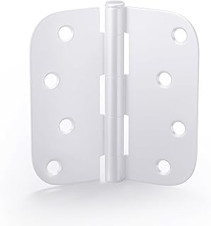 goldenwarm Pack of 3 White Heavy Duty Iron Door Hinges, 4 Inch x 4 Inch Interior and Exterior White Door Hinges with 5/8" Radius Corners