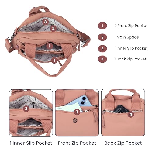 Image of TS WITH TECHSUN Small Women Crossbody Sling Bag Handbag for Travel Office Use, Water Resistant Nylon Shoulder Purse, Adjustable Strap Multipocket Organizer (25(L) X 19(H) X 9(W) CM)
