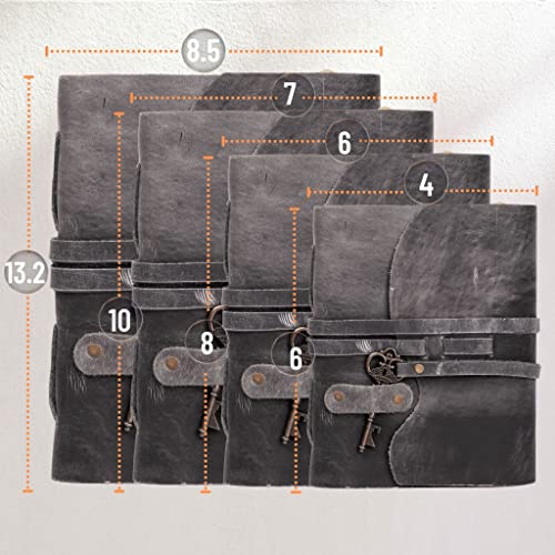 Image of LEATHER VILLAGE Fancy Journal Key Lock, Slate Grey 6x4.