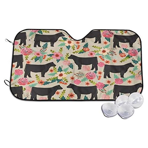 TMVFPYR Accordion Style Car SUV Front Windshield Show Steer Cows Farm Barn Sunshade Cover