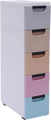 Cajones de plástico de 5 capas con 5 cajones, armario organizador de almacenamiento, caja de almacenamiento de ropa apilable con ruedas, armarios de