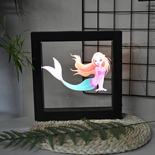 Download Photo Frame Night Light Mermaid Photo Frame Lights 3d Illusion Lamp Led Light Up Night Light Marquee Sign Battery Operated Table Desk Lamp Gift For Kids Friend And Family Wantitall