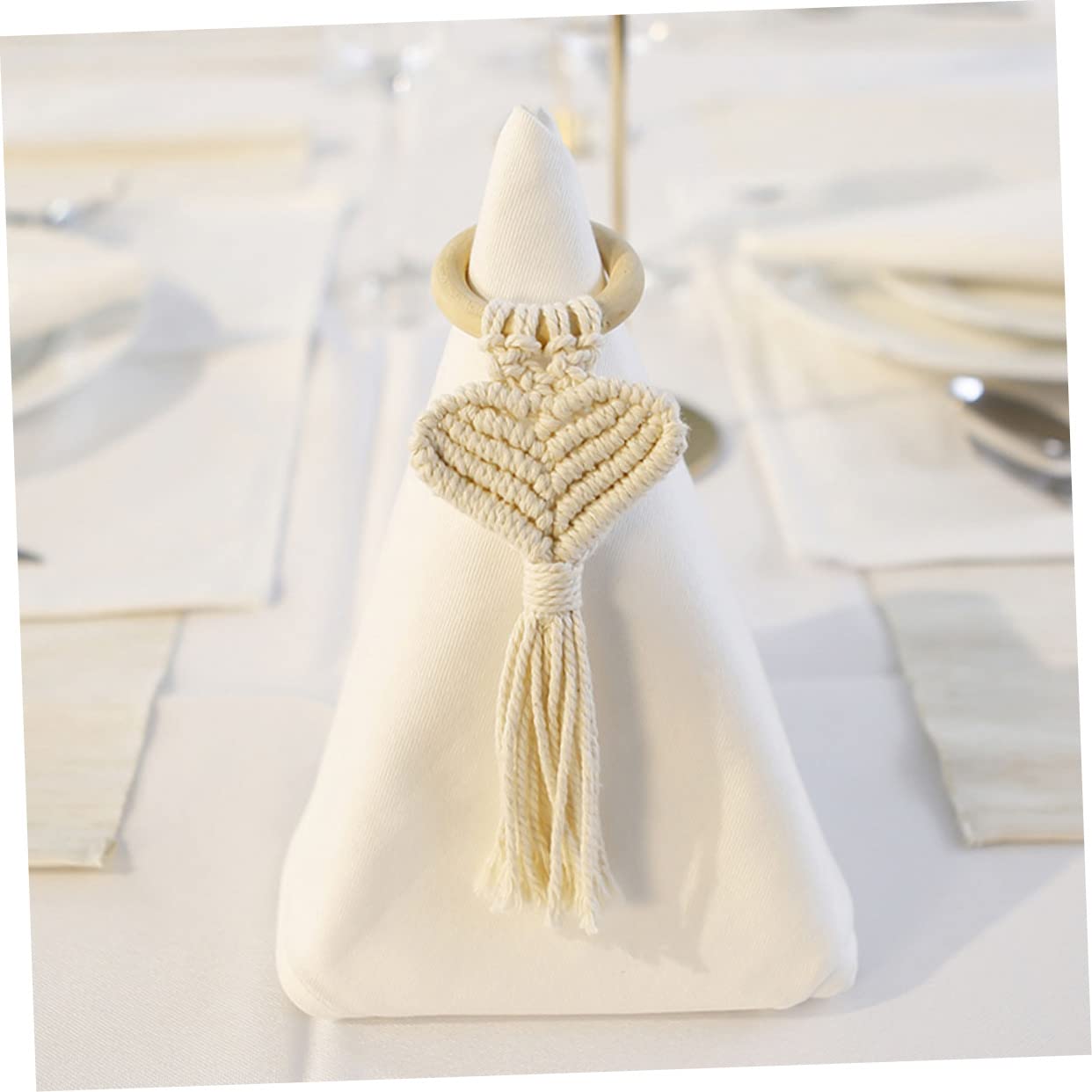 DECHOUS 8 Piezas servilletero de Madera Decoraciones de Ceremonia de Boda Porta Hebilla Trenzada mostrada decoración Decoracion de vajillas Hebilla de servilleta de Moda Tejer