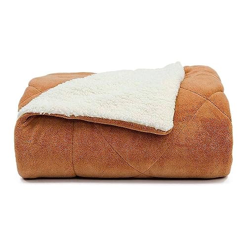 Edredom Cobertor Cobredom de Solteiro Textura Pele Carneiro Sherpa 1,60x2,20cm (Caramelo)