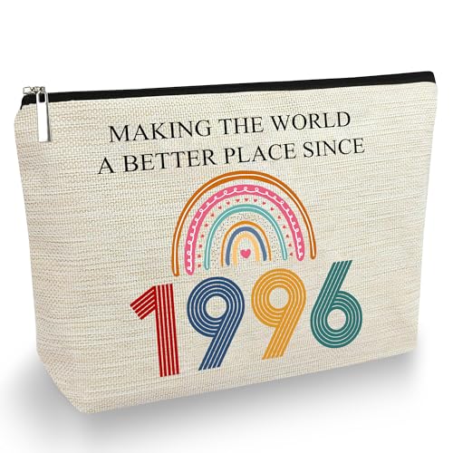 TOBYOVU 30th Birthday Gift for Women, 30 Years Old Gift Women - 1995 Canvas Makeup Bag - Christmas Birthday Gifts For Wife Sister Mom Aunt Her Friends - Cosmetic Travel Pouch, White