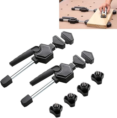 Singring Elementos de sujeción para banco de trabajo, agujeros para perros, abrazadera de tornillo ajustable para carpintería, fijación fija (0.748