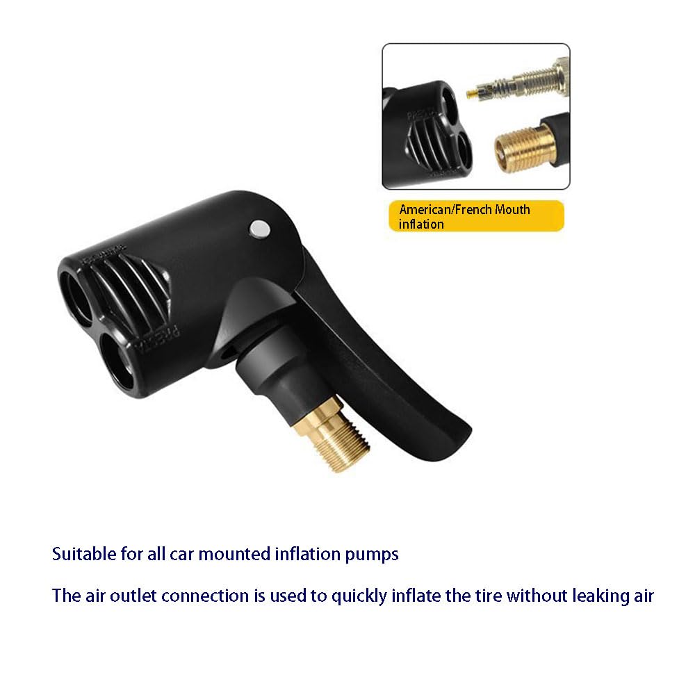 Dual Head Bike Track Pump - Multi-use Connector Head Pump Valve Adapter for Mountain & Road Bikes, Black - Image 4