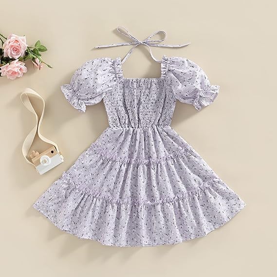Mommy and Me Dresses Boho Floral Ruffle Maxi Dress Short Sleeve Square Neck A-Line Long Dress Mom Daughter Matching Outfits4