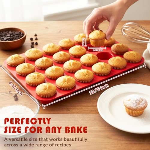 Image of HKNMTT Mini Silicone Muffin Pans for Baking 24Cups BPA-Free Egg Bites Molds