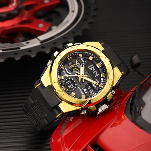 Image of V2A Styrke 5120 Analog Digital Watch for Men | Hybrid Multi Display Dial | Alarm Stopwatch Day Date 12 /24 Hr | TPU Strap | 30M Water Resistant | Gift for Mens