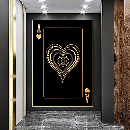 Cuadro de as de cartas póker lienzo abstracto dorado decoración de pared club y bar 70x100 2