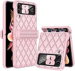 Doeshine for Samsung Z Flip 3 Case, Galaxy Z Flip 3 Case, Semi-Automatic [Hinge Protection] Anti-Fall Protective Premium Leather Wallet Protective Cover for Samsung Galaxy Z Flip 3 5G 2021 (Pink)
