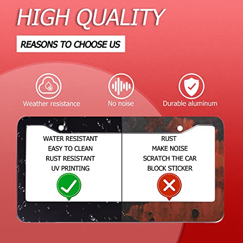 Personalise Sugar Skull Retro License Plate Frame Colorful Candy Skulls License Plate Car Universal Stainless Steel Accessories Cars Decor 2 Holes Screws Fits Standard Us Vehicles Size 12.2 X 6 Inch #TOP6