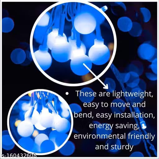 Image of MoonlitDreams 12M 36LED Milky Ball LED Curtain String Lights - Pooja Mandir Decoration Ball Fairy Lights for Window, Festival, Diwali, Christmas, Wedding, Party & Home Decoration