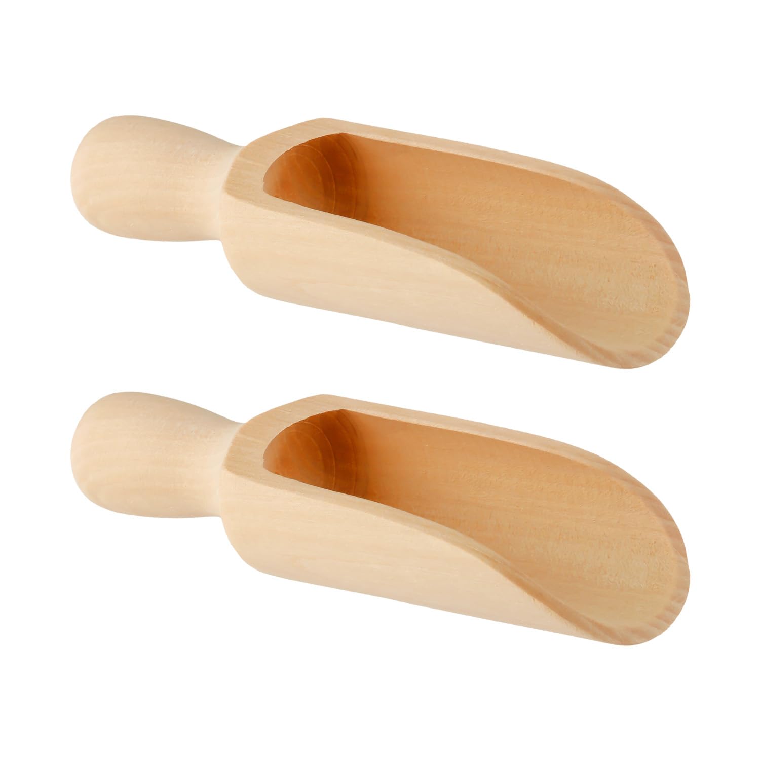 Wellrun 2PCS Large Wooden Salt Scoops,140mm Multipurpose Spoons for Tea,Salt,Sugar,Spices,Kitchen & Bath Natural Scoop with Smooth Handle