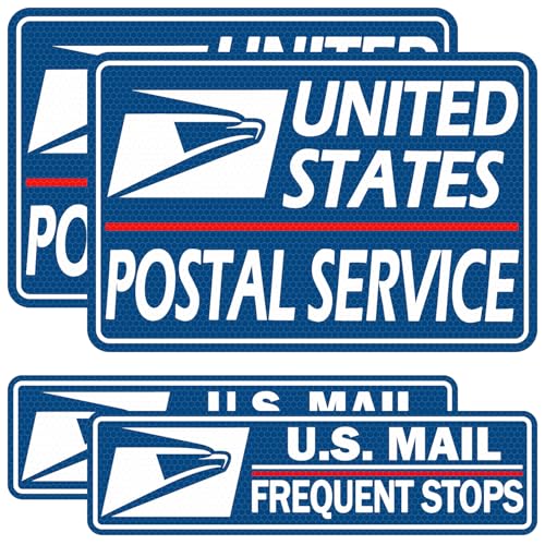 Image of 4 Pack Reflective Mail Delivery Driver Car Magnets Rural Delivery Carrier Magnetic Signs for Vehicles Mail Carrier Accessories Caution Frequent Stops Magnetic Decal Bumper Stickers - 30 Mils
