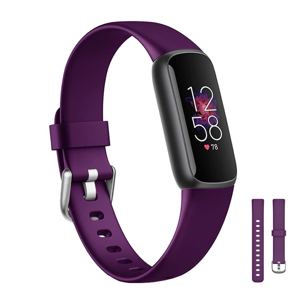Purple Luxe Straps Compatible with Fitbit Luxe Watch Bands Wrist Strap for Men Women Colorful Silicone Sport Watchband Bracelet Bangle Wristband Replacement Accessories with Metal Buckle Large Wrist