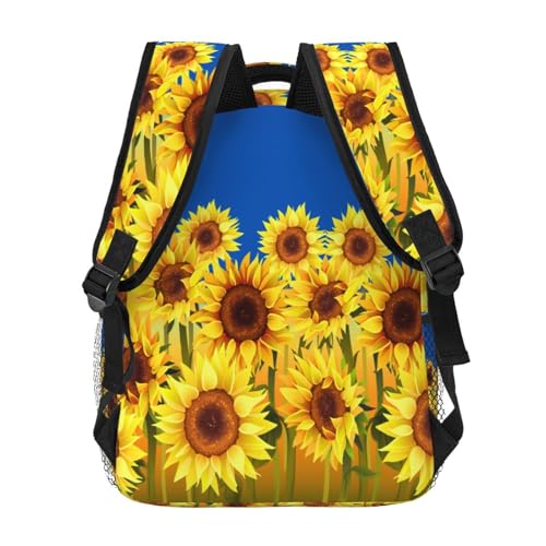 Sunflowers And Blue Ukraine Flag Lightweight Backpack Travel Casual Bags for Women or Men 15.7 Inches4