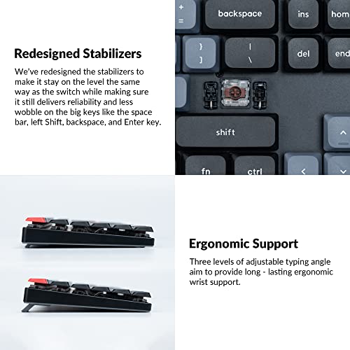 Image of Keychron K5 Pro Hot-swappable Ultra-Slim Custom Mechanical Keyboard, RGB Full Size QMK /VIA Programmable Wireless Bluetooth /USB Wired Keyboard for Mac Windows Linux - Low Profile Gateron Red Switch