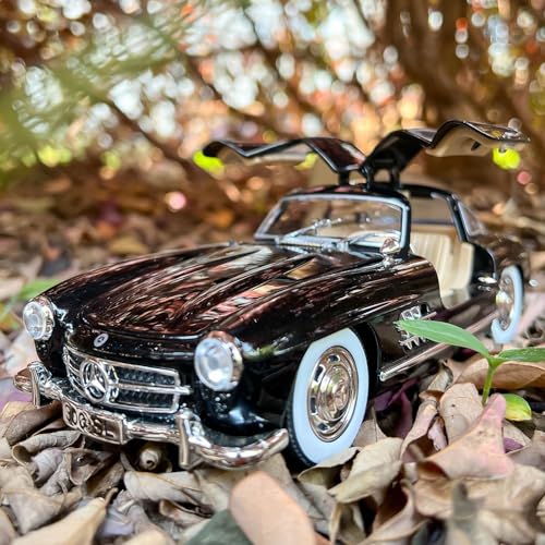 Image of Benz 300 SL Classic Car Model Zinc Alloy Pull Back Toy Car with Sound & Light, for Kids, Boys & Girls, Ages 3+ (Black)