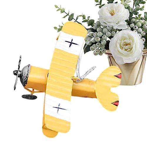 Geruwam Pendentif rétro biplan en fer forgé – 10 x 9 x 5 cm – Pendentif décoratif pour bureaux, cheminées, bars, bibliothèques