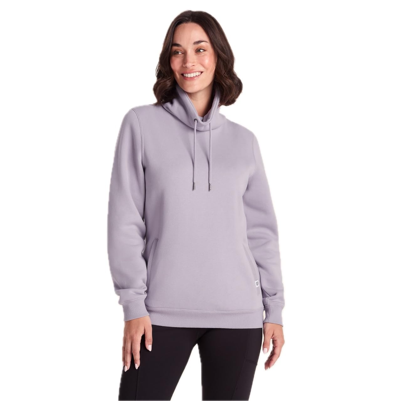 TOG24 Abigail Womens Funnel Neck Sweatshirt with Chunky Knitted Drawcords and Welt Pockets Lavender Grey