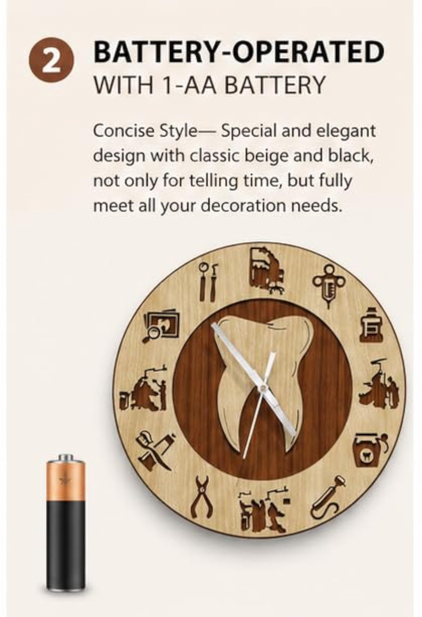 Dentist Timepiece - Analog Wood Elegant Wall Clock