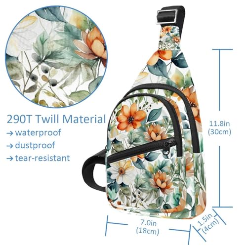 Mochila cruzada Multicolor 14 con estampado botánico de hojas verdes 5