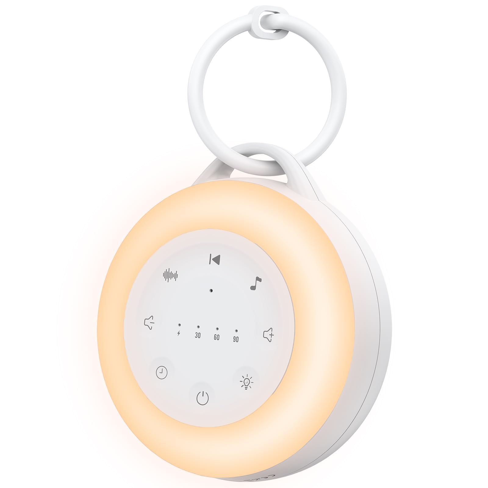 Machine à Bruit Blanc Portable pour Bébé, 24 Sons Apaisants, Veilleuse Réglable, Batterie Rechargeable 2000mAh, Minuterie 30/60/90 min, Fonction Mémoire, Machine Sommeil pour Chambre, Voyage