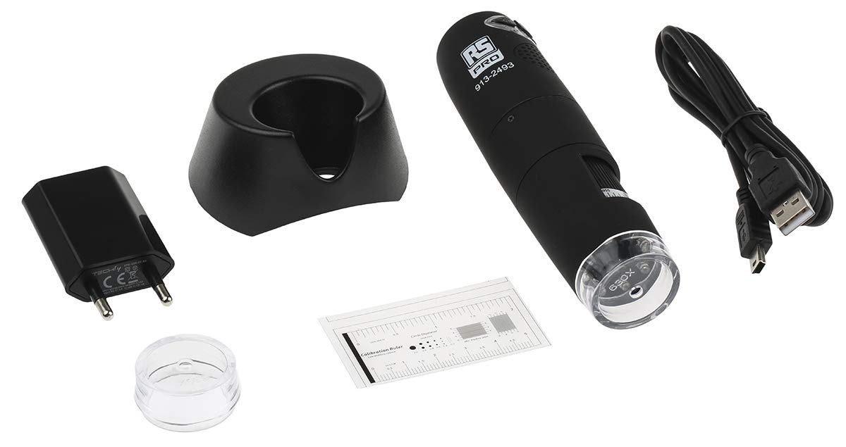 RS PRO Mikroskop USB WiFi, powiększenie 500 → 600 x 30 kl./s, LED, 1280 x 1024 pikseli, zasilanie bateryjne