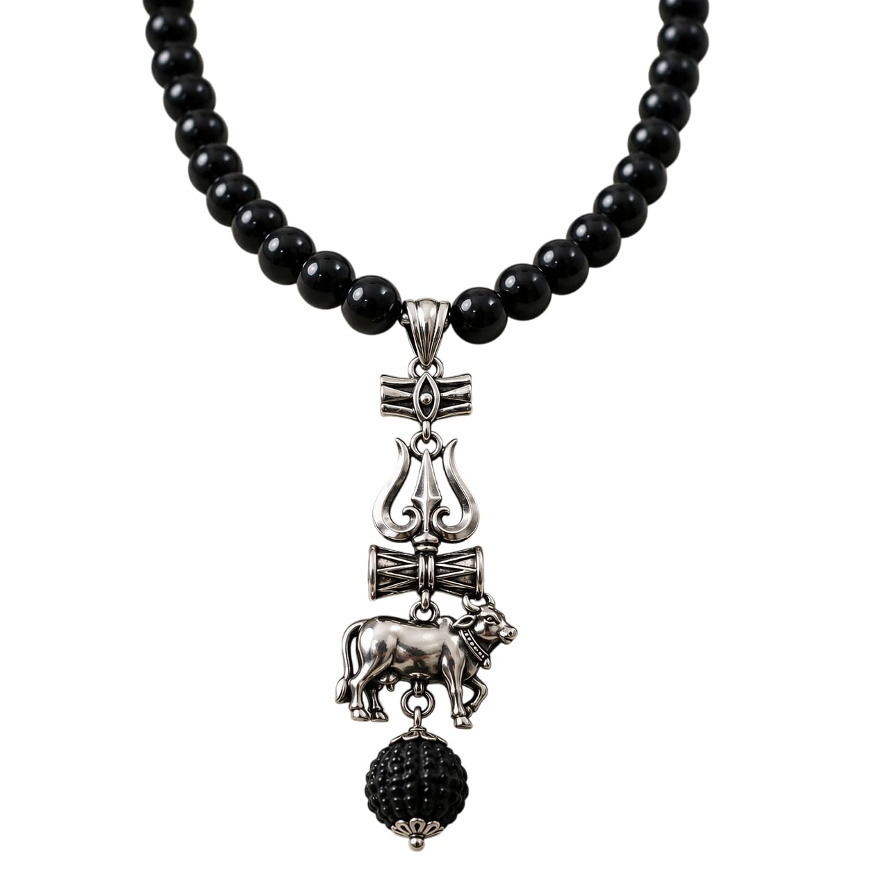 Mahesh Babu Inspired Karungali Mala for Men with Trishul Nandi Pendant, Black Spiritual Beads Necklace, Mahadev Religious Jewelry, Hindu Devotional Chain-image-6